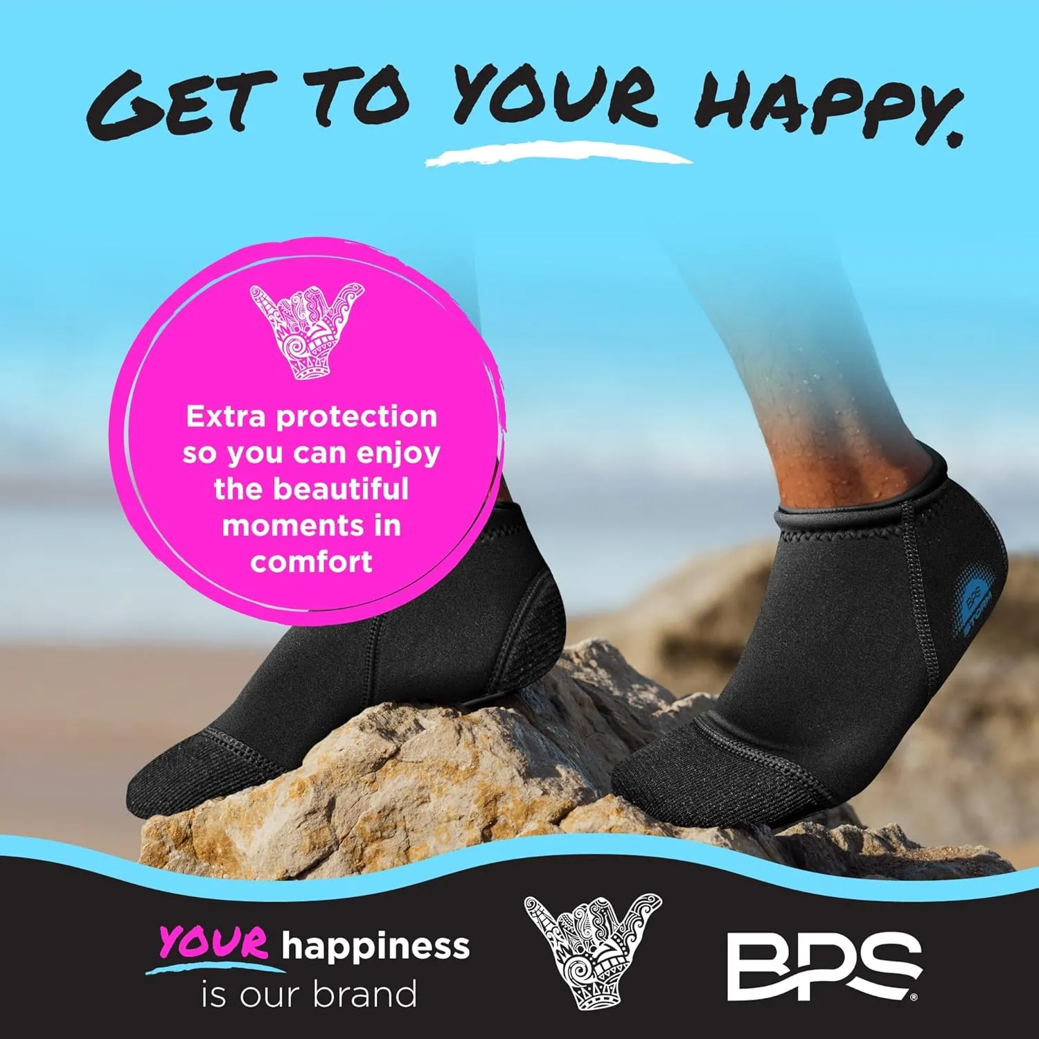 BPS Storm Neoprene Socks 3mm Water Socks Sand Proof Wetsuit Booties Sand Socks for Beach Volleyball Sand Soccer Sports