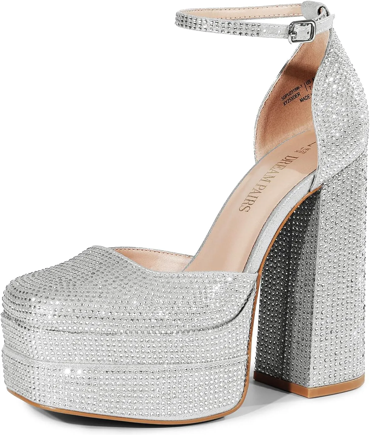 DREAM PAIRS Womens High Chunky Platform Closed Toe Block Heels Square Toe Ankle Strap Dress Wedding Party Pumps Shoes Aurelia