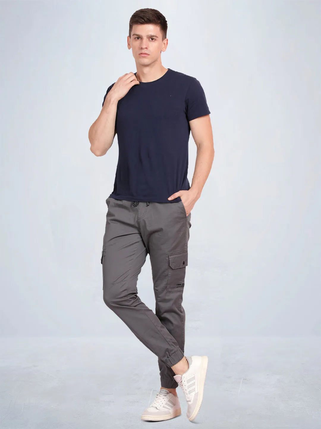 Solid Castle Rock Grey Cargo Joggers