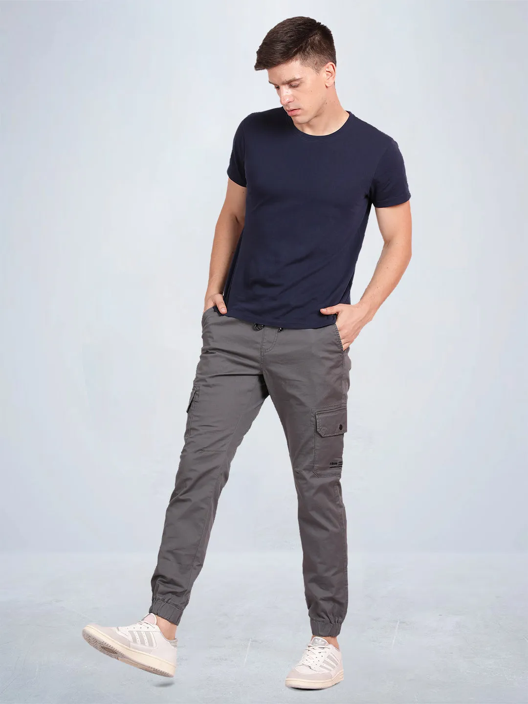 Solid Castle Rock Grey Cargo Joggers